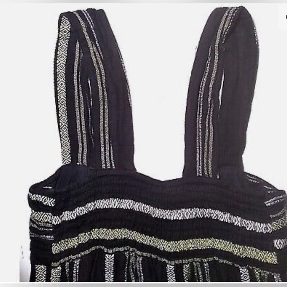 Free People Breezin Through Jumpsuit Sm Black Green Boho Hippie Wide Leg Pants - Picture 4 of 7